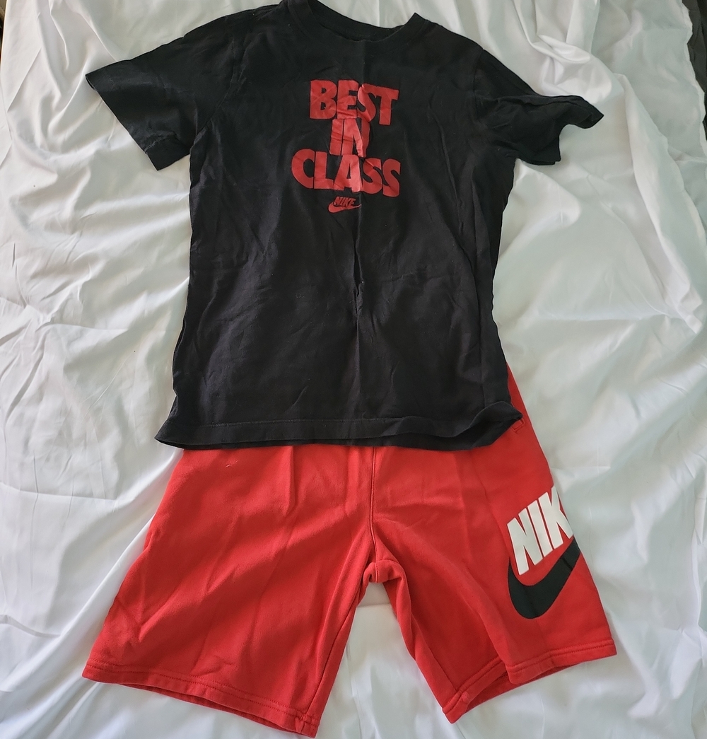 Nike Black 'Best In Class' Tee with Red Nike Athletic Shorts